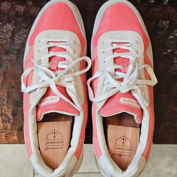 Lacoste Men's Fashion Sneakers, Salmon/Gray, Sz 12 - Picture 6 of 16